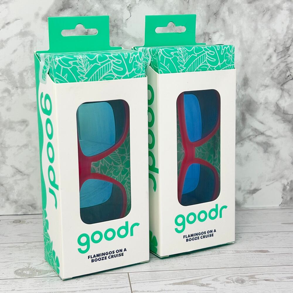2x Goodr Flamingos on a Booze Cruise Polarized Pink Unisex Sunglasses - NEW!